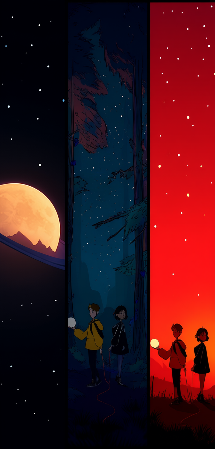 夜と朝焼けが切り替わる壁紙のイメージ